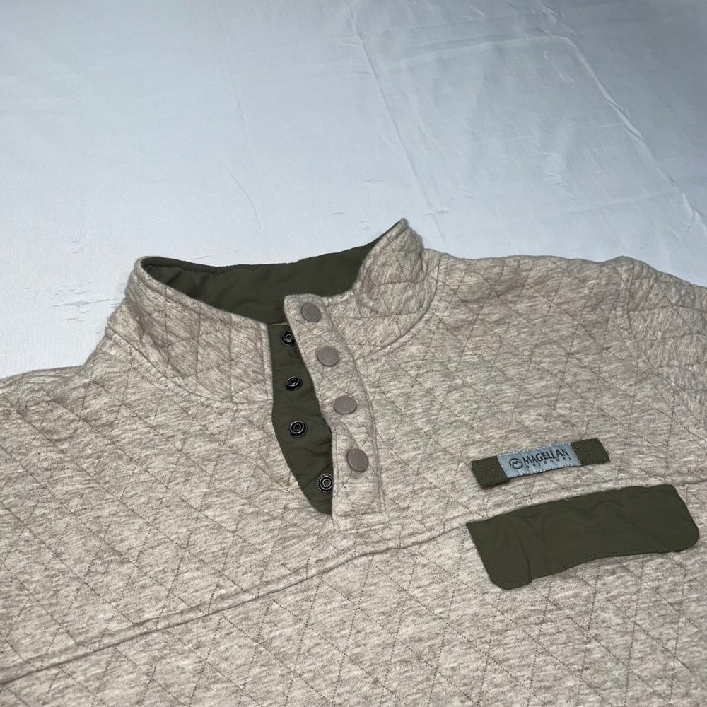 Magellan Outdoors Campfire Quilted Snap Pullover Oatmeal Heather Mens 2XL‎